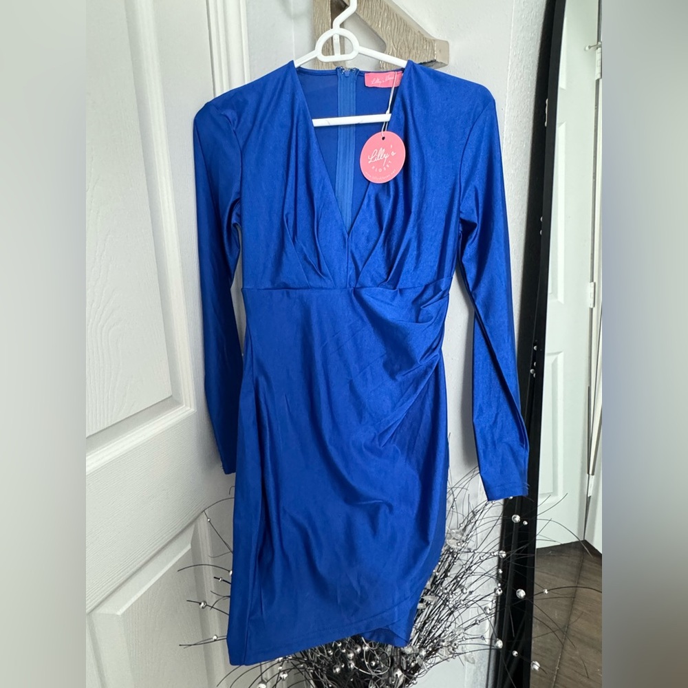 Lilly Pulitzer Royal Blue Long-Sleeve V-Neck Dress